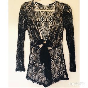LF Lace Nude & Black Romper